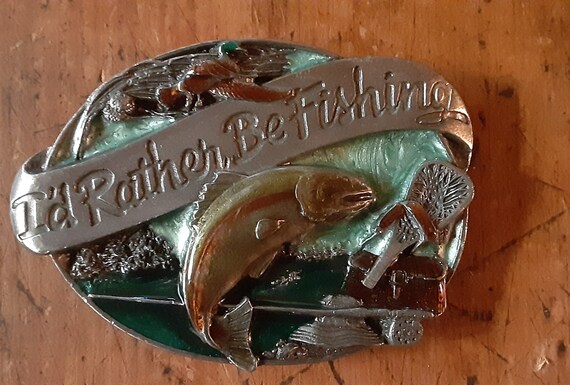 Vintage 1985 Belt Buckle Fishing Belt Buckle Sisk… - image 2