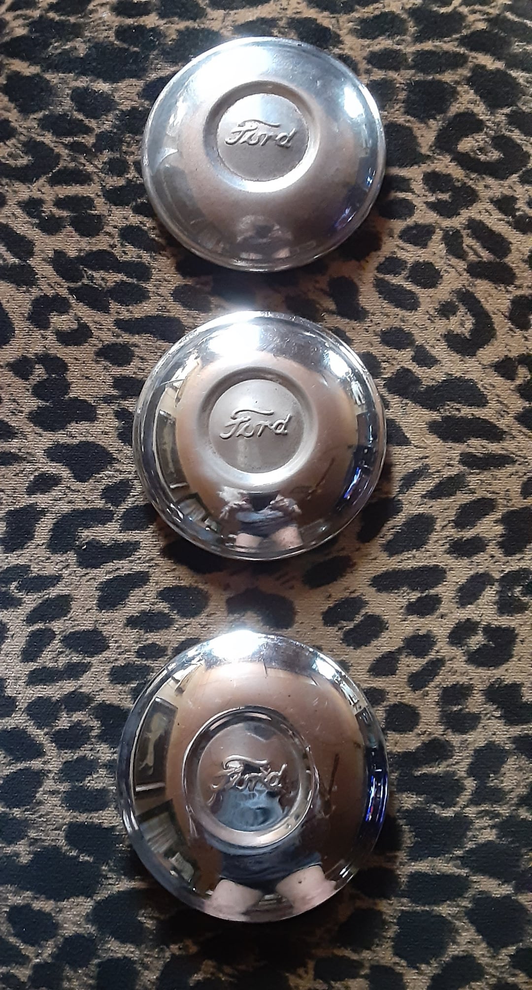 Vintage Genine Ford Mini Hubcaps 4 1/4 Inch Wide Pedal Car Hubcaps