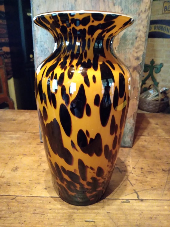 Cheetah Print Flower Vase 11 Tall 5.5 Wide Etsy