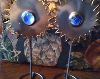 Sun Shaped Tea Light Candle Holders w/ Blue Stones