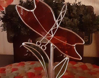 Vintage Stained-Glass Dragonfly Tealight Holder Votive Candle Holder Leaded Glass Dragonfly Stained-Glass Candle Holder Boho Chic Country