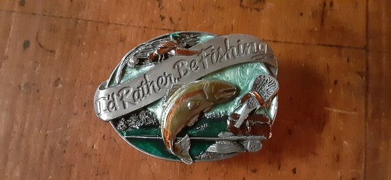 Vintage 1985 Belt Buckle Fishing Belt Buckle Sisk… - image 9