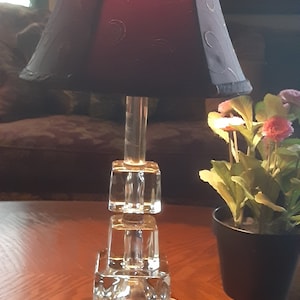 Vintage Etched Crystal/Glass Boudoir Lamp Crystal Table Lamp Vintage Crystal Lamp Bedroom Lighting Lamps Lighting