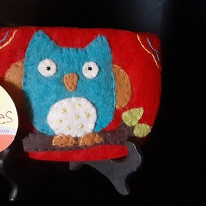 Adoreable Owl Coin Purse by Wild Woolies, Zippered, Hand Made