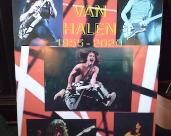 Eddie Van Halen - Custom Tribute Laminated Print Sign - 22" x 16" - Guitar Legend - Ribbon Design