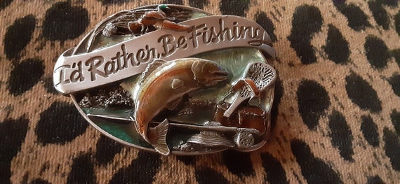 Vintage 1985 Belt Buckle Fishing Belt Buckle Sisk… - image 3