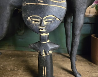 Vintage Carved Wooden African Fertility Figure Sculpture African Art Objects Statues Figurines African Decor Jungle Art Fetishes
