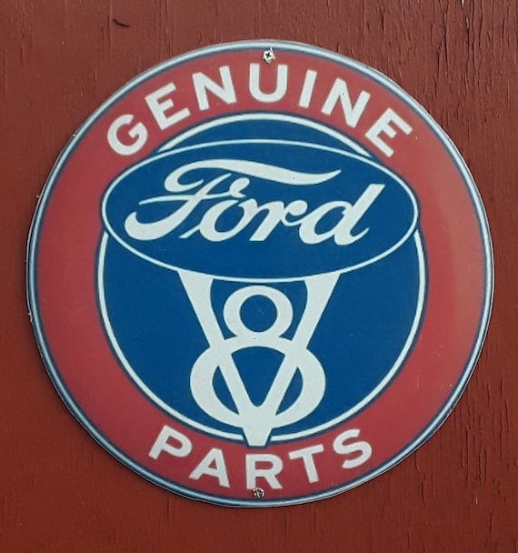 Vintage Ford Genuine V8 Parts Repro Sign - Man Cave - Garage
