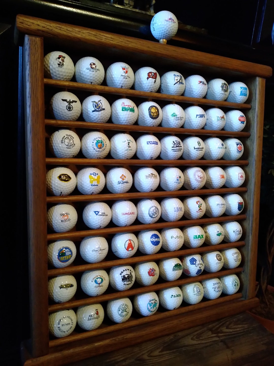 Wood Golf Ball Display Case Displays 64 Balls Etsy