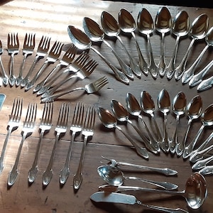 Antique Silverplate Flatware Set {51} Pieces Alvin Patent Molly Stark Pattern