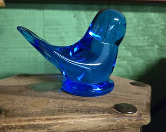 Bluebird of Happiness Vintage Made in USA Blown Glass Blue Bird Art Glass Figurines Boho Farmhouse Cottage Collectable Glass Birds
