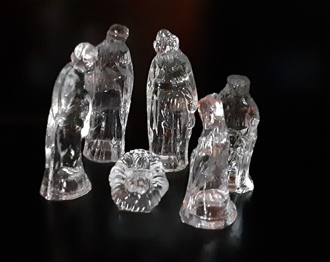 Vintage 4 Inch Glass 6 Piece Nativity Set Etsy