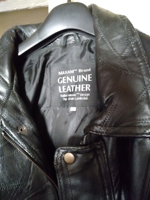 Men's Large Maxam Black Leather Jacket - Italian Mosa… - Gem
