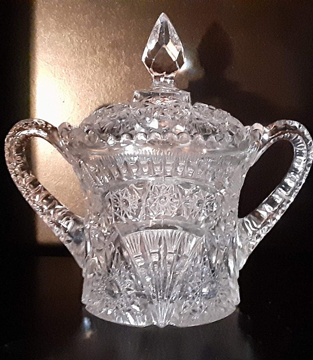 Antique Cut Glass/pressed Glass Biscuit Jar Trinket Jar Candy Dish