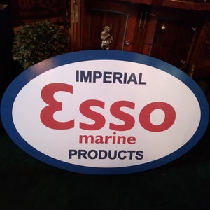 Vintage "Esso" Repro Sign, Vintage Sign, Esso Marine Sign, Oval Sign, Oil Sign