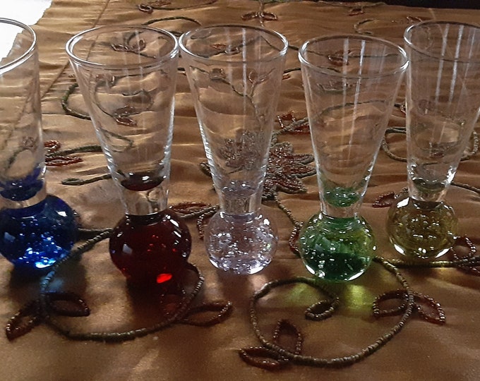 Vintage Set of Five Fireball Shot Glasses Circleware Barware Shot