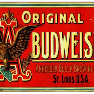 Vintage Budweiser Repro Sign - ManCave - Garage - Restaurant - Game Room - Bar -  Fathers Day