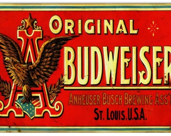 Réplica de letrero vintage de Budweiser: cueva para hombres, garaje, restaurante, sala de juegos, bar, día del padre