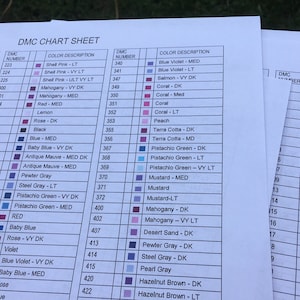 Dmc chart pdf Datei zum ausdrucken