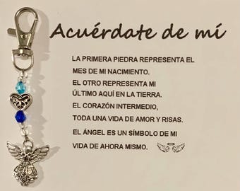 Spanish !Recuérdame LLAVERO/adorno BIRTHSTONE! Personalizado a tu gusto personalizado