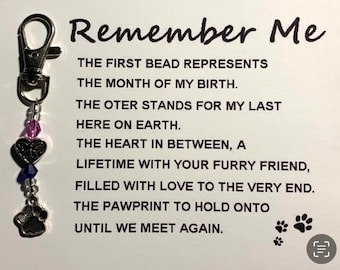 Remember me BIRTHSTONE KEYCHAIN/ ornament! Customized to your personalized liking paw print