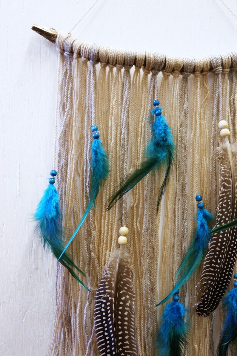 Boho Wall Hanging Beige & Green Boho Chic Decor Bohemian Etsy