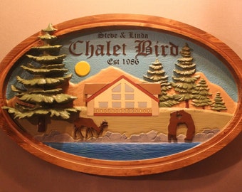 VACATION HOME SIGN | hand carved sign | carved wooden sign | cabin sign | lake house sign | personalized sign | family name sign | home sign