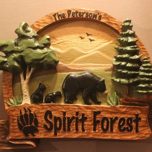 LETREROS DE MADERA PERSONALIZADOS / letreros tallados a mano / letreros de madera tallada / letreros de bosque / letreros de oso / letreros personalizados / letreros con nombre de familia / letrero para el hogar