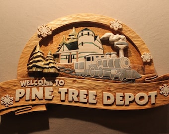CUSTOM TRAIN SIGN | personalized sign | hand carved signs | hand made signs | carved wooden sign | rustic wood sign | home sign | house sign