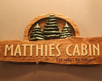 PERSONALIZED CABIN SIGN | family name sign | hand carved sign | hand made signs | carved wooden sign | rustic wood sign | personalized signs