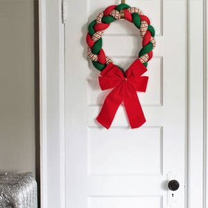 Vintage Christmas Wreaths Fabric Plush Puffy Braided Set of 4