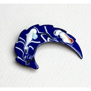 Vintage Pin Brooch Enamel on Metal Modernist Midcentury Modern Abstract Blue White Multicolor