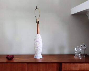 Midcentury Modern Plasto Manufacturing Company Textured Chalkware/Wood Lamp