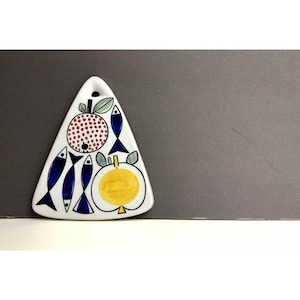 Rörstrand Pomona 1952 Tea Tile Triangle Trivet Plaque Marianne Westman Designed Sweden Scandinavian Midcentury