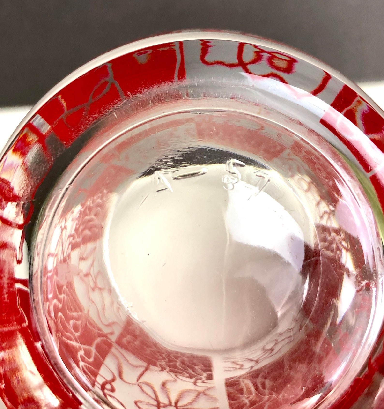 Vintage Hazel Atlas Sour Cream Jar Glasses Red Squiggle Square Etsy