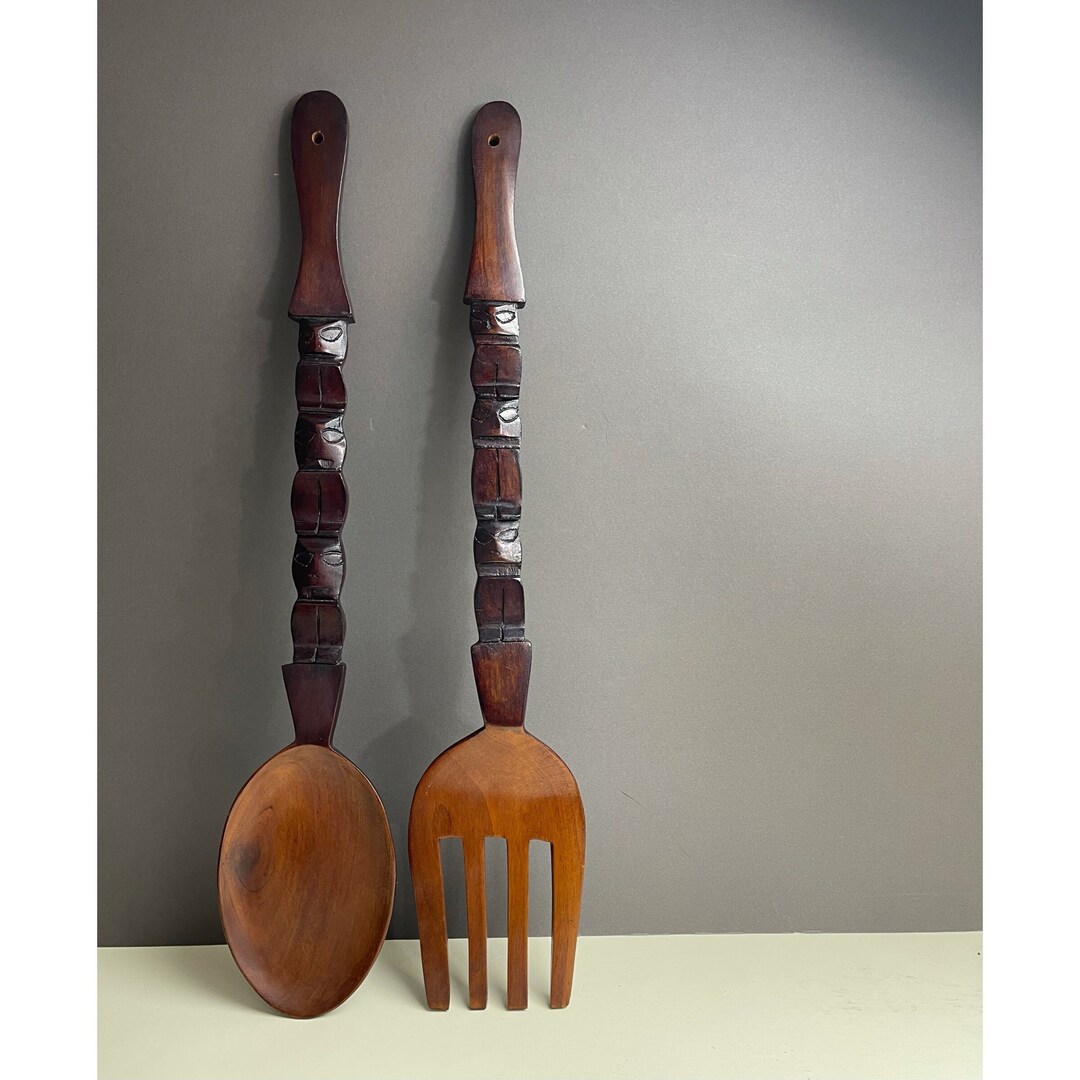 Tiki Fork and Spoon Wood Wall Décor Large 26 Inches 66 Etsy