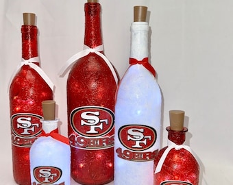 SAN FRANCISCO 49ers.  San Francisco 49er light up bottles San Fran lighted bottle 49ers wine bottles San Francisco gift 49ers gift idea