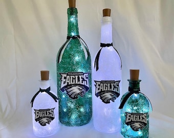 Philadelphia Eagles Lighted Bottles. Philadelphia Eagles lightup bottles. Philadelphia Eagles Gift.