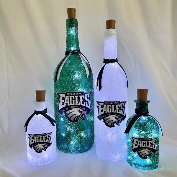 Philadelphia Eagles Lighted Bottles. Philadelphia Eagles lightup bottles. Philadelphia Eagles Gift.