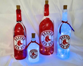 Boston Red Sox Lighted bottles. Boston Red Sox Light up bottles. Red Sox lighted bottle. Boston man cave