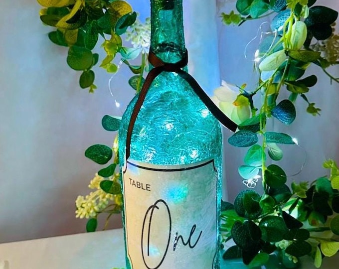Table Number Labels | Escort Card Bottle Sticker | Rustic Wedding Place Marker | Customized Reception Seat Assignment | Lighted Bottle Decor