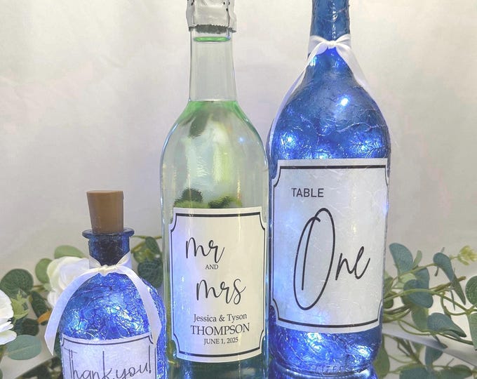 Lighted Wedding Table Decorations | Personalized Custom Illumination for Ceremony Reception Head Table |  Handmade Hand-Painted Personalize