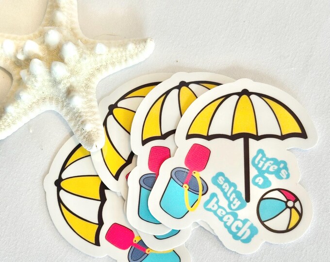 Beachin Themed Stickers | Life’s a Salty Beach Laptop Notebook Scrapbook | No Likes a Shady Beach | 1 - 12 pc. set | BUY any 3 GET 1 FREE