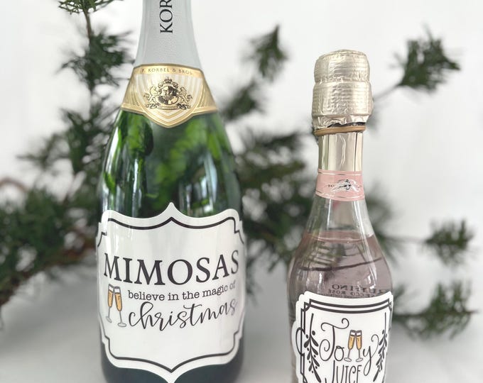 Champagne Bottle Labels | Christmas Mimosa Champagne Vinyl Stickers
