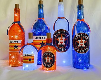 Houston Astros lighted bottles. Houston Astros gifts Houston Astros. Astros lightup bottles. Houston Astros wine bottle. Astros gift