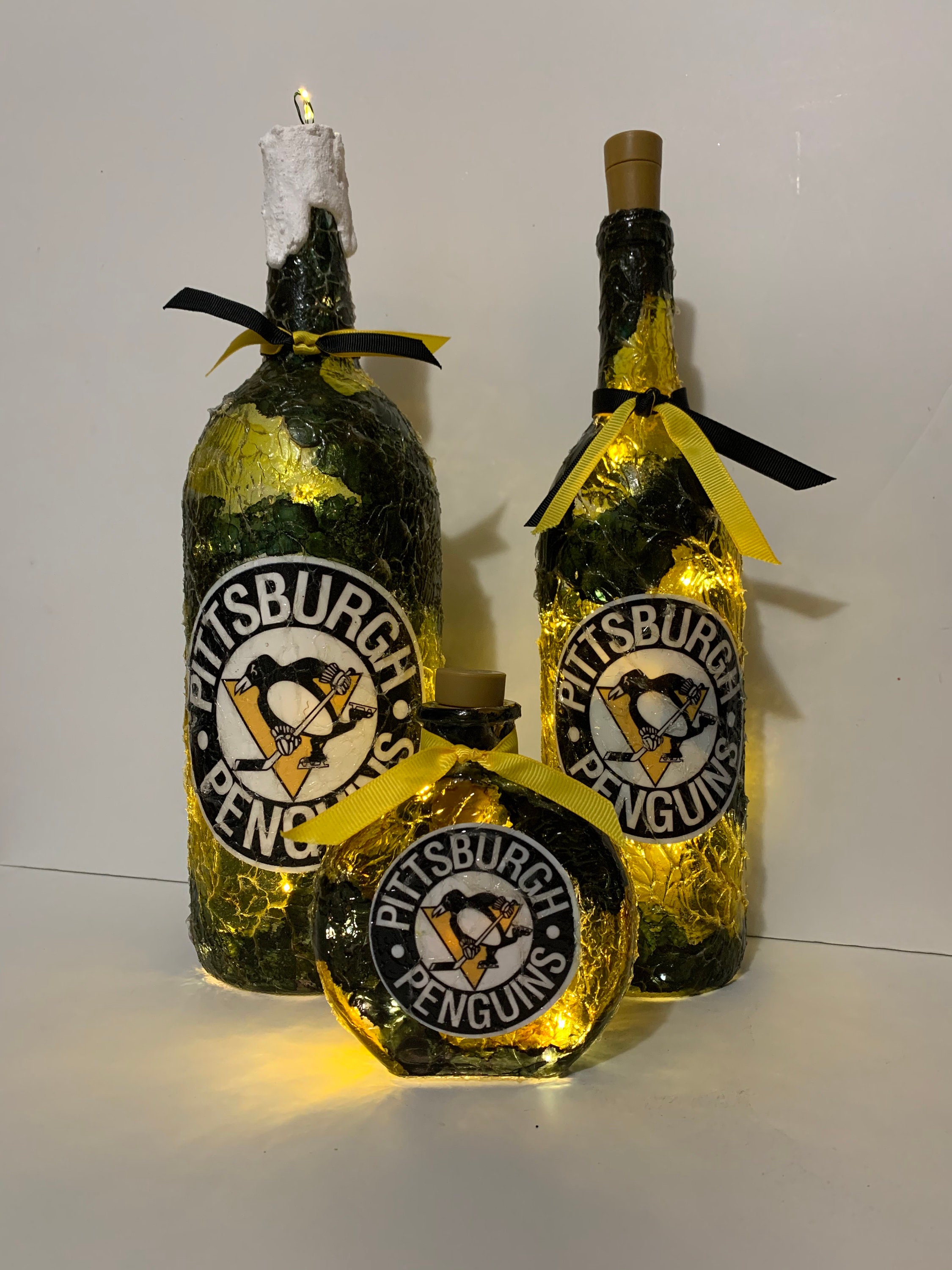 Pittsburgh Penguins lighted bottles. Pittsburgh Penguins Lighted wine