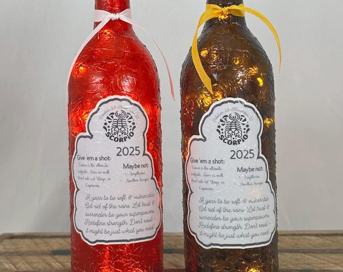 Zodiac Lighted Bottles | Scorpio Astrology Decor | Birth Sign Wine Bottles | Star Sign Lamp | Horoscope Light | Zodiac Gift | Scorpio Light