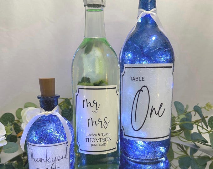 Lighted Wedding Table Decorations | Personalized Custom Illumination for Ceremony Reception Head Table |  Handmade Hand-Painted Personalize