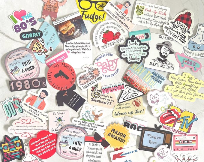 80’s Pop Culture Random Movie Quote Decals | I Heart the 80’s Theme Vinyl Stickers | All Original Creative by Myself | Popular Eighties Sets