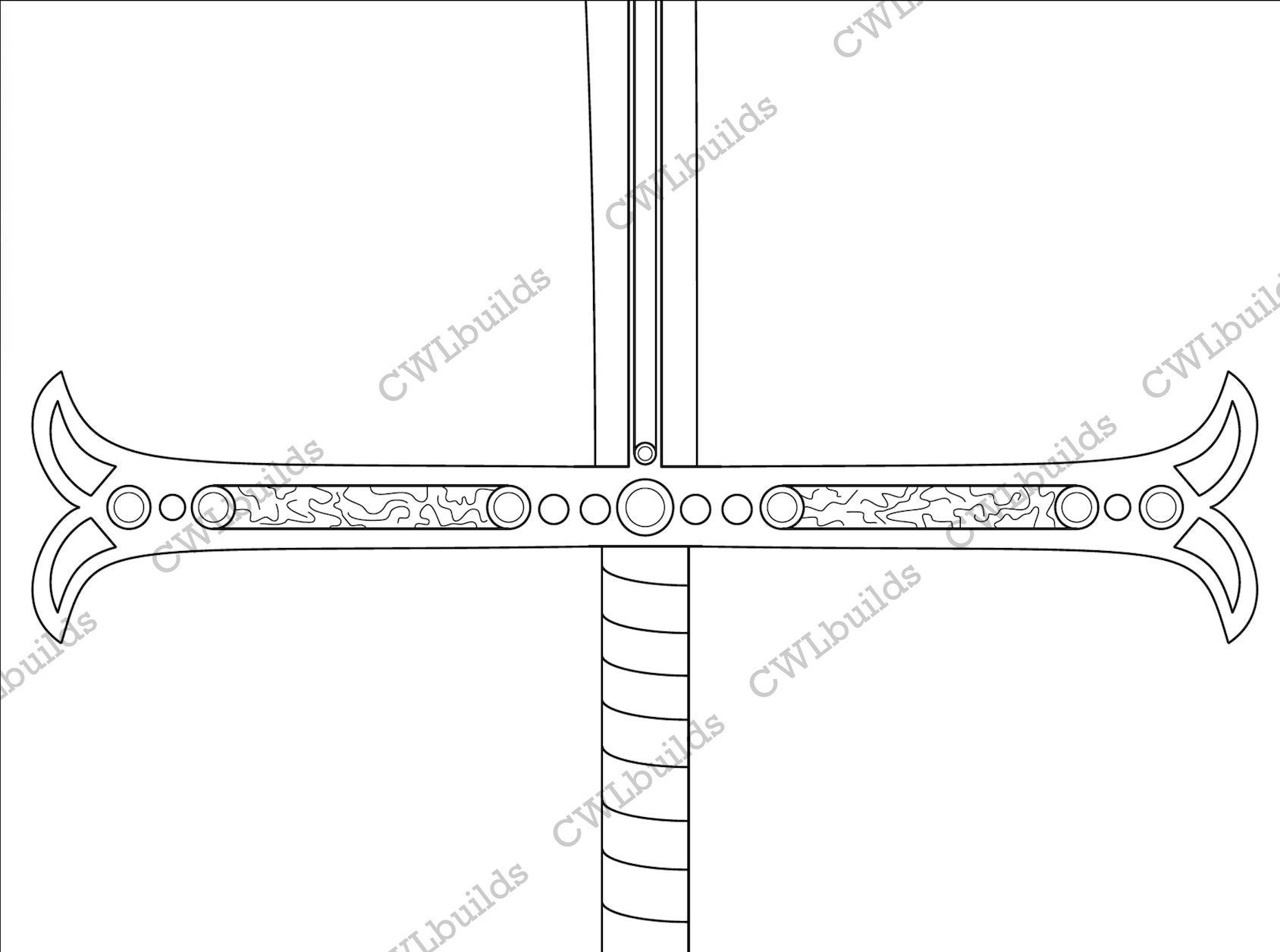 Mihawk Patterns Yoru Mihawk Black Blade Sword Pattern: One Piece Cosplay Prop (digital ...